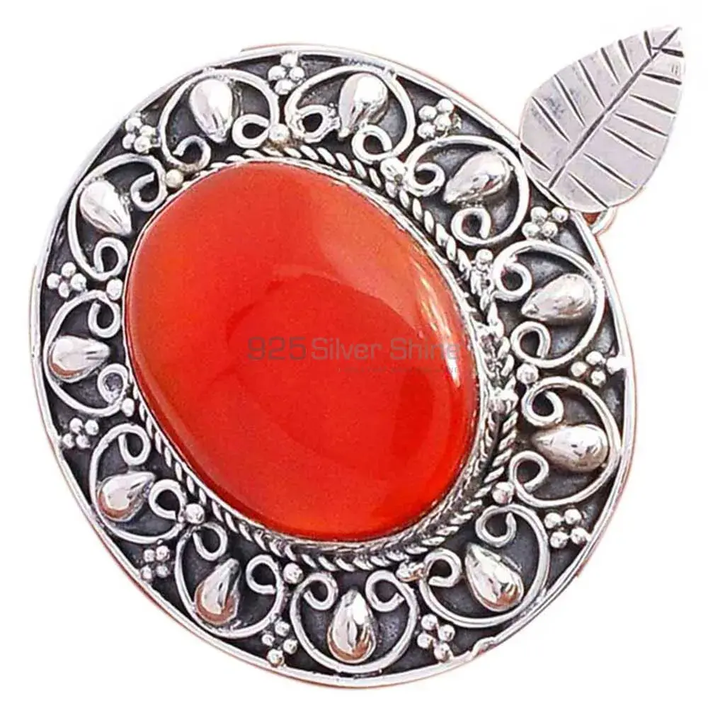 Fine Sterling Silver Pendants In Carnelian Gemstone Jewelry 925SP194-1_2