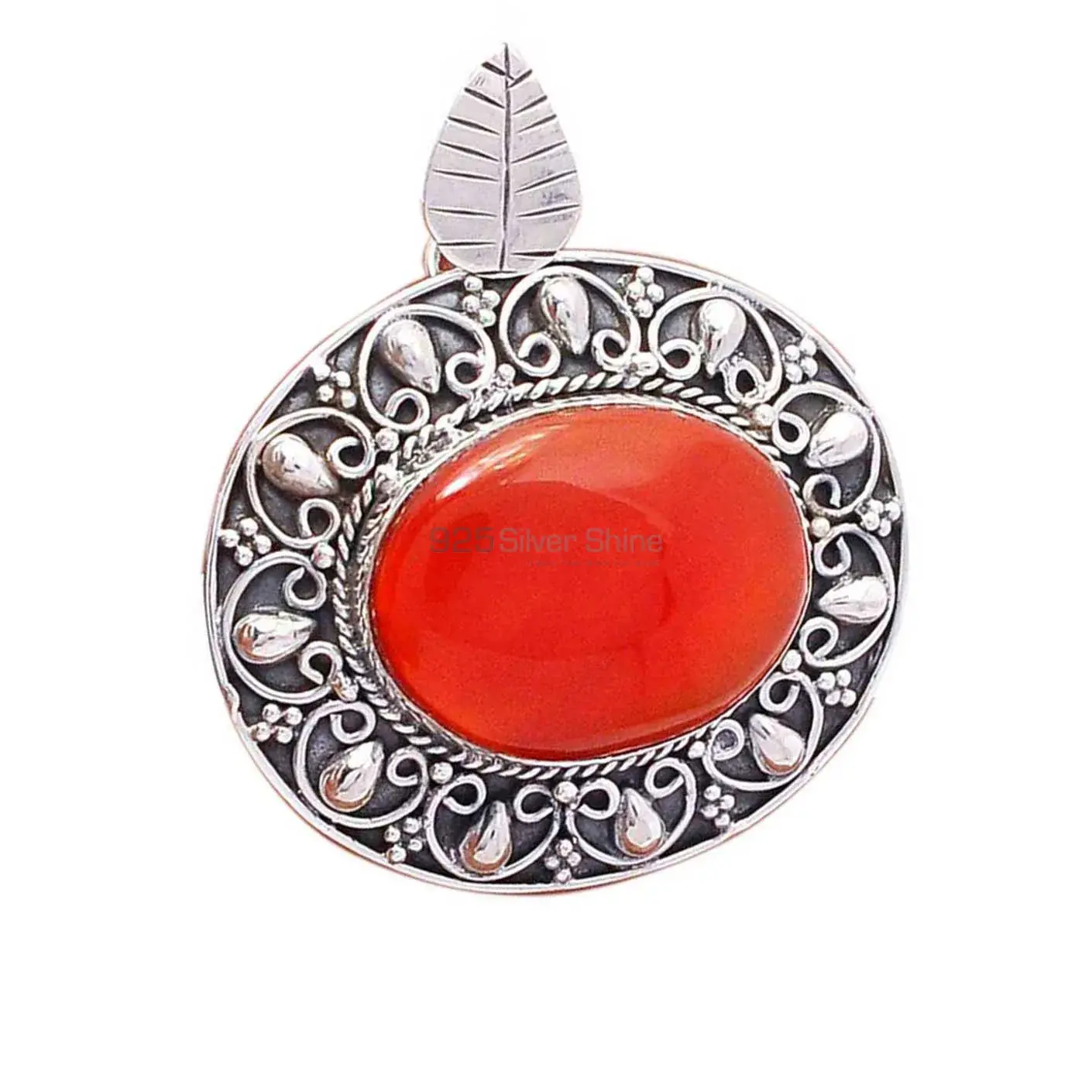 Fine Sterling Silver Pendants In Carnelian Gemstone Jewelry 925SP194-1_3