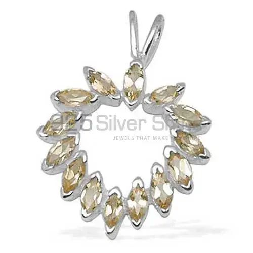 Fine Sterling Silver Pendants In Citrine Gemstone Jewelry 925SP1378