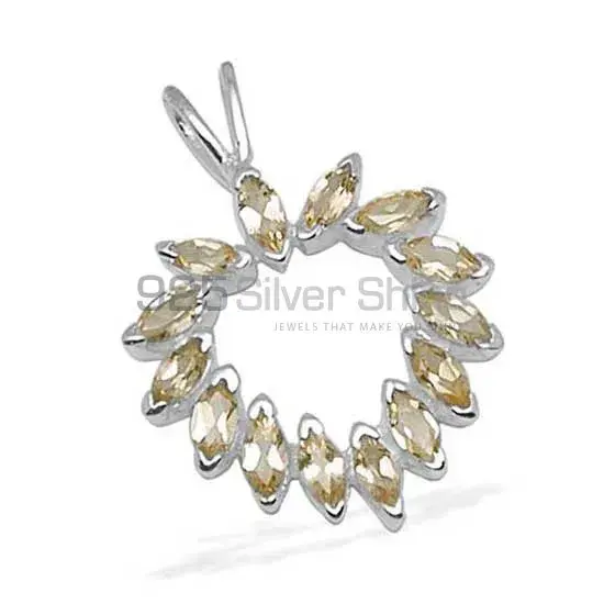 Fine Sterling Silver Pendants In Citrine Gemstone Jewelry 925SP1378_0