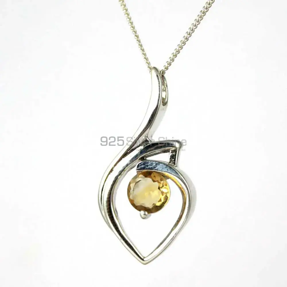 Fine Sterling Silver Pendants In Citrine Gemstone Jewelry 925SP207-2_0