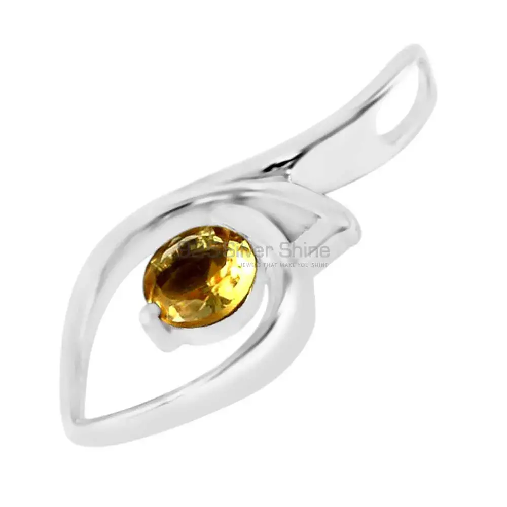 Fine Sterling Silver Pendants In Citrine Gemstone Jewelry 925SP207-2_1