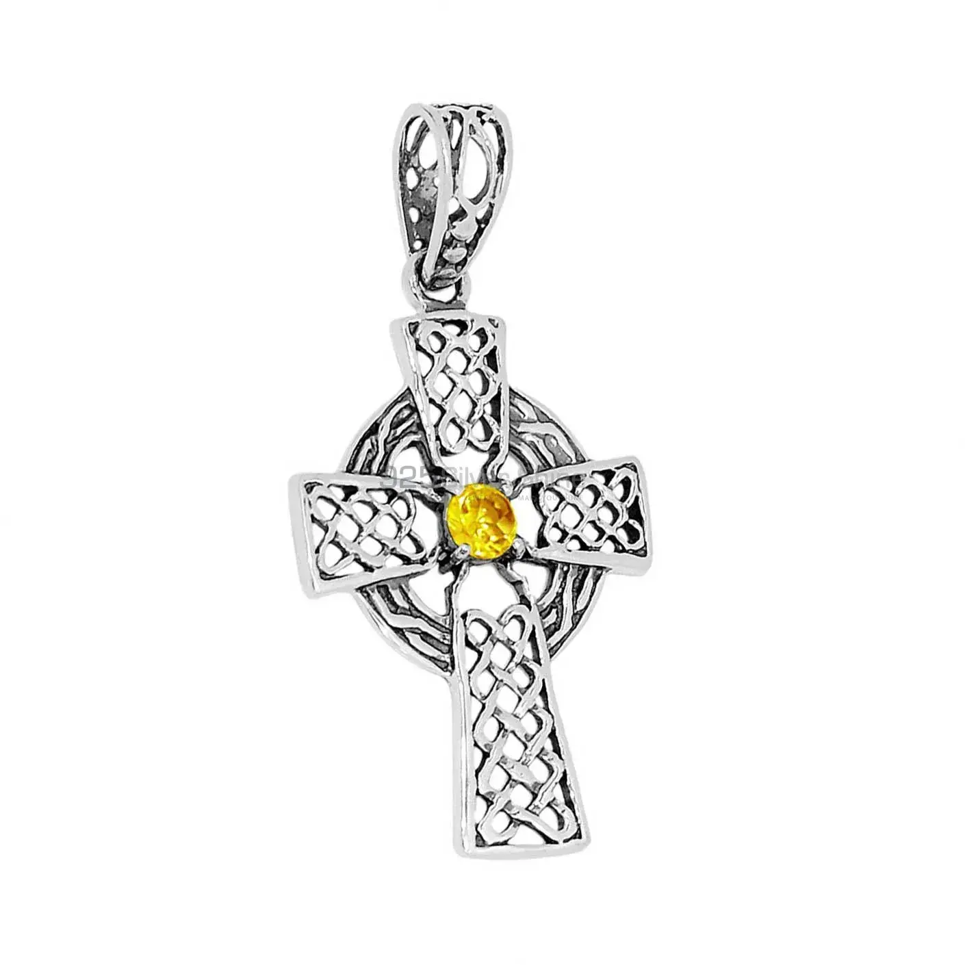 Fine Sterling Silver Pendants In Citrine Gemstone Jewelry 925SSP342-2_2