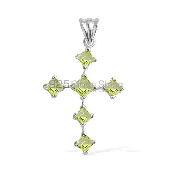 Fine Sterling Silver Pendants In Peridot Gemstone Jewelry 925SP1678