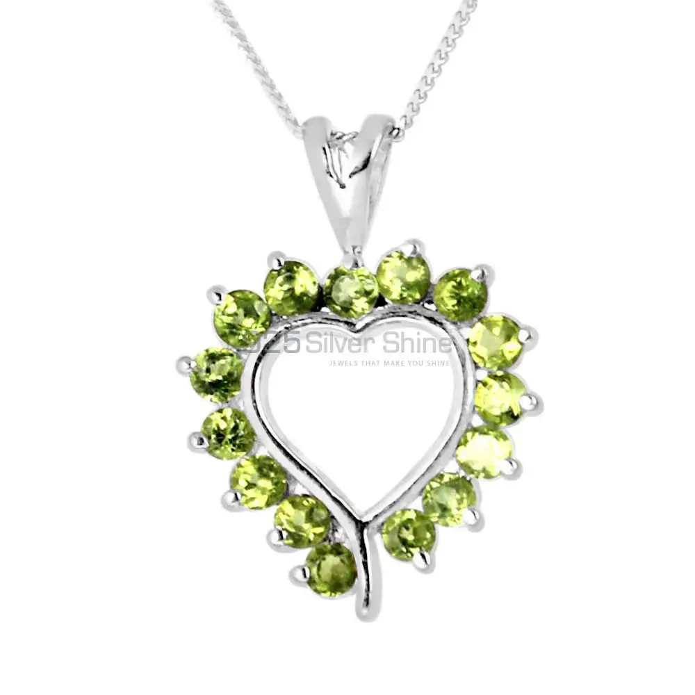 Fine Sterling Silver Pendants In Peridot Gemstone Jewelry 925SP238-10