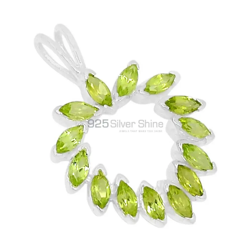 Best Price Fine Sterling Silver Pendants Wholesaler In Peridot Gemstone Jewelry 925SSP314-3