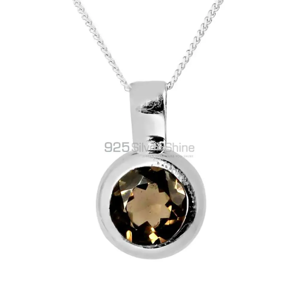 Best Price Fine Sterling Silver Pendants Wholesaler In Smokey Gemstone Jewelry 925SP262-6