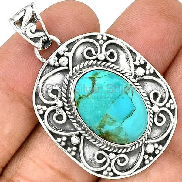 Fine Sterling Silver Pendants In Turquoise Gemstone Jewelry 925SP46-9_1