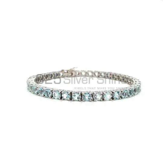 Best Price Fine Sterling Silver Tennis Bracelets Wholesaler In Blue Topaz Gemstone Jewelry 925SB212