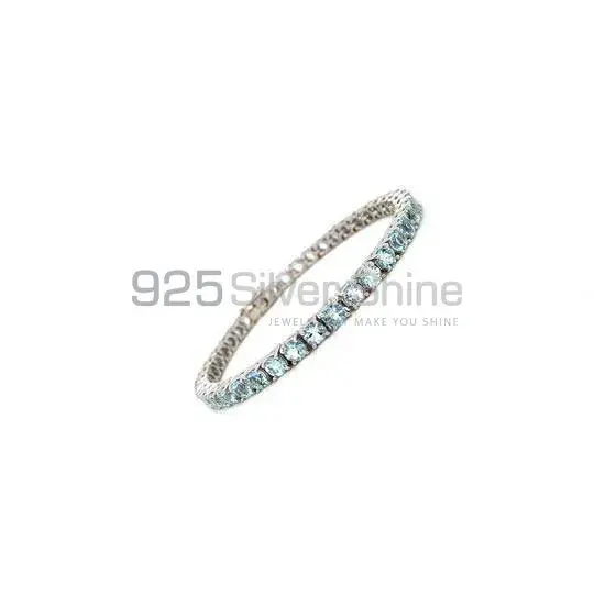 Fine Sterling Silver Tennis Bracelets In Blue Topaz Gemstone Jewelry 925SB212_0