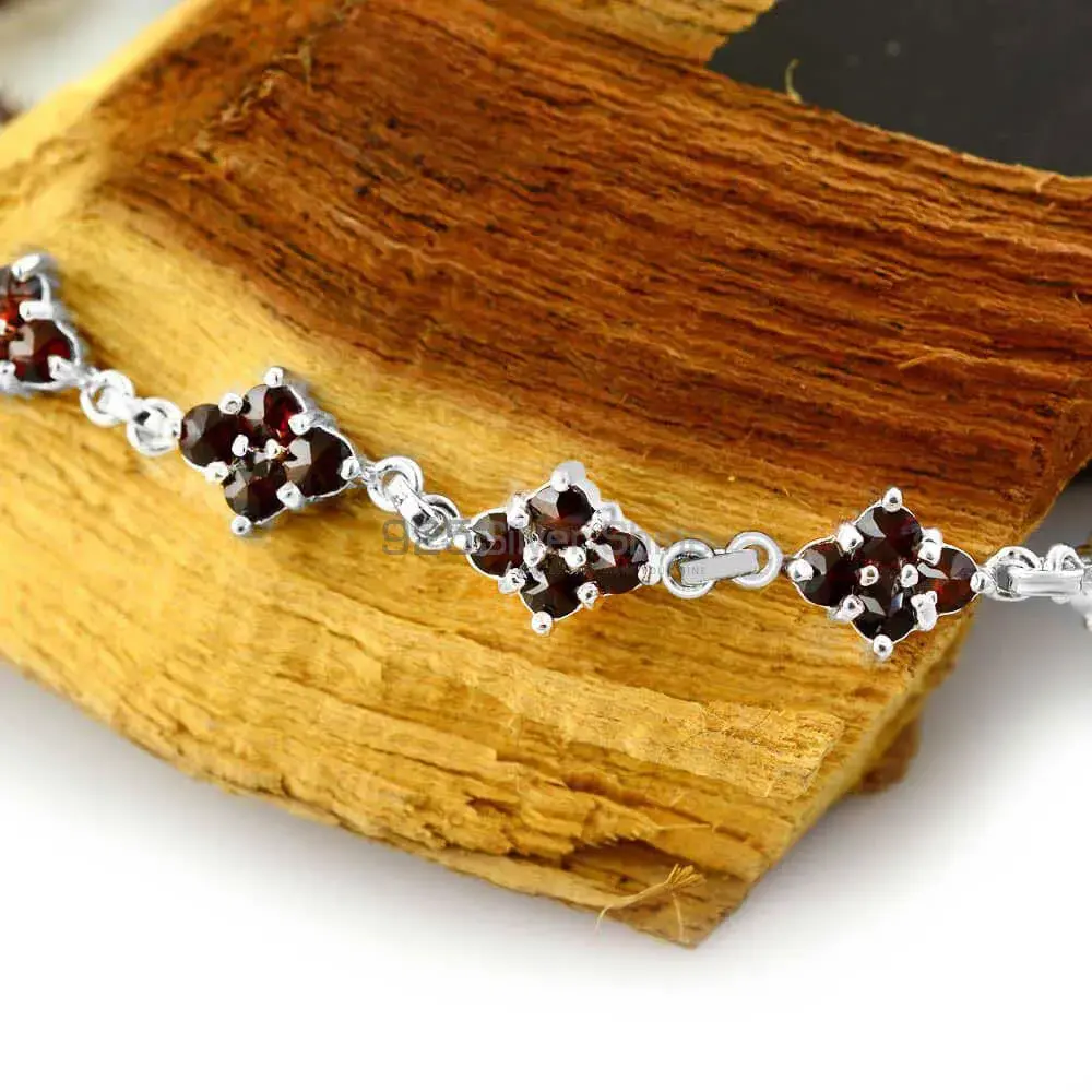 Garnet Gemstone Bracelets In Fine Sterling Silver Jewelry 925SB237_0