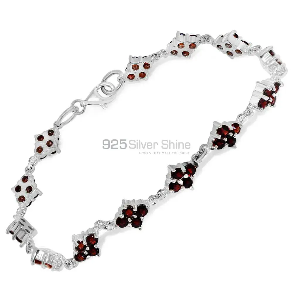 Garnet Gemstone Bracelets In Fine Sterling Silver Jewelry 925SB237_1