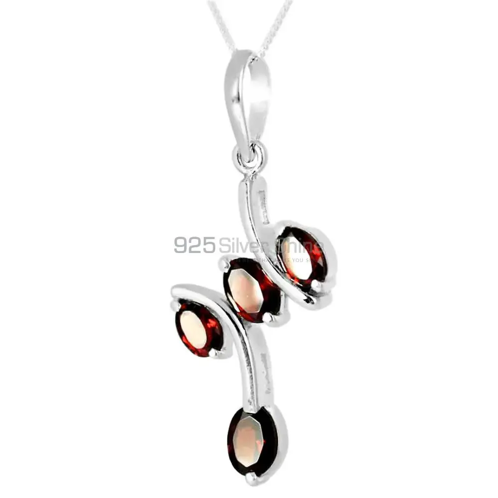 Best Price Garnet Gemstone Pendants Wholesaler In Fine Sterling Silver Jewelry 925SP243-5