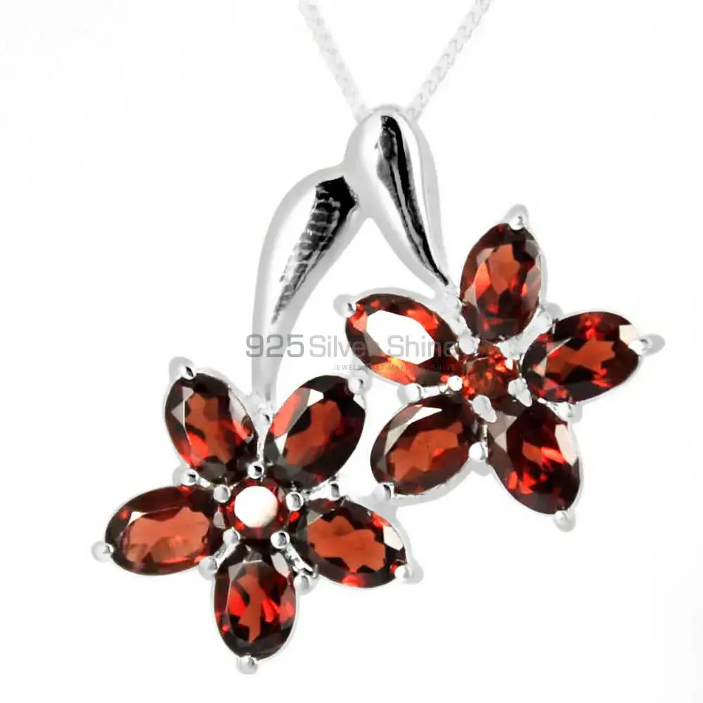 Garnet Gemstone Pendants In Fine Sterling Silver Jewelry 925SP258-4