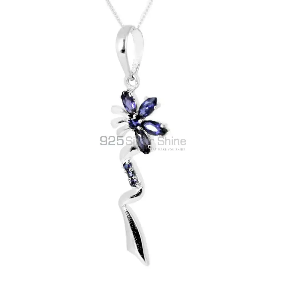 Best Price Iolite Gemstone Pendants Suppliers In 925 Fine Silver Jewelry 925SP212-4
