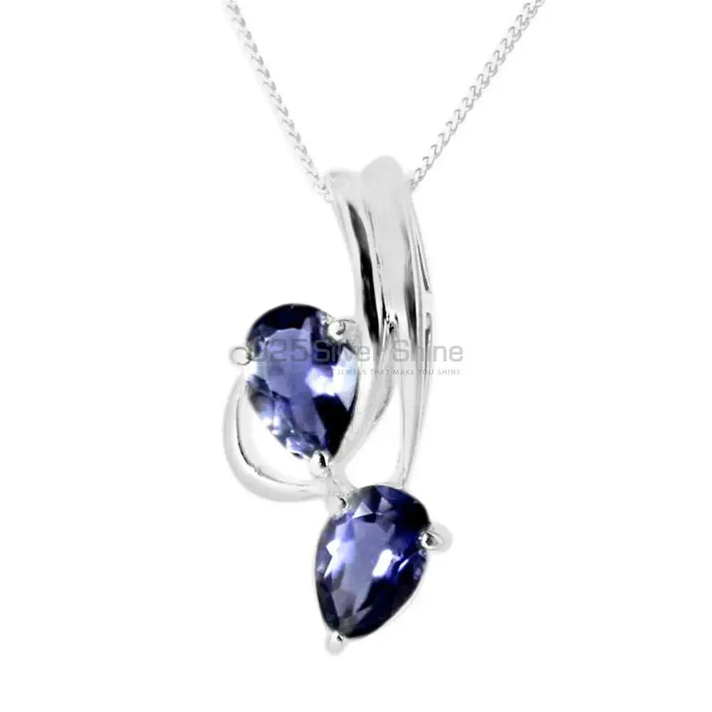Best Price Iolite Gemstone Pendants Suppliers In 925 Fine Silver Jewelry 925SP221-3