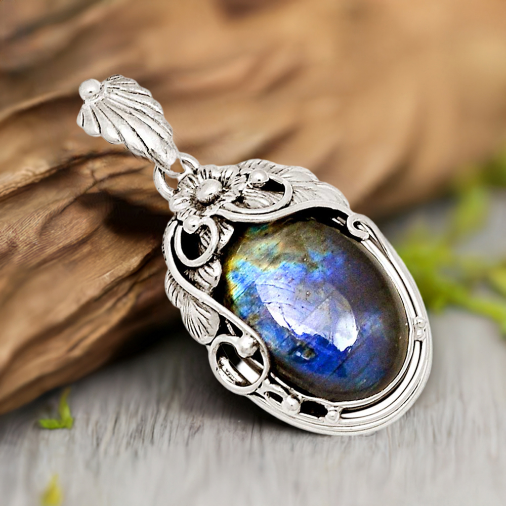 Labradorite Gemstone Pendants In 925 Fine Silver Jewelry 925SP202-1