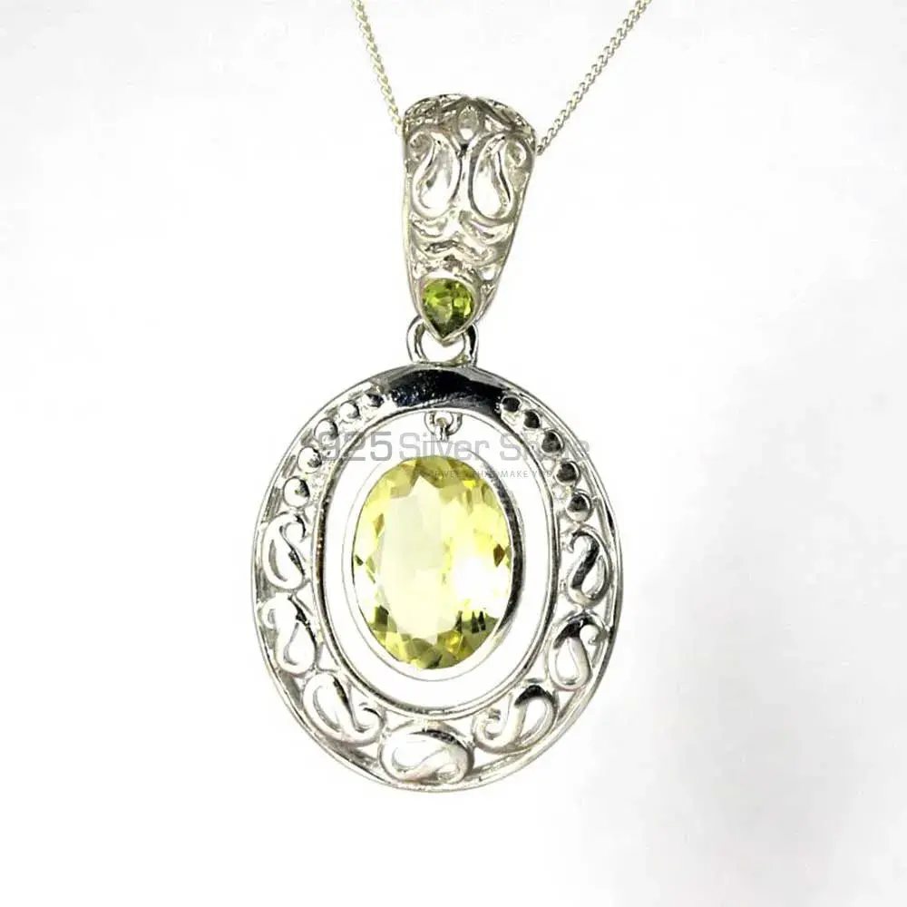 Lemon Quartz Gemstone Handmade Pendants In Solid Sterling Silver Jewelry 925SP242-1_0