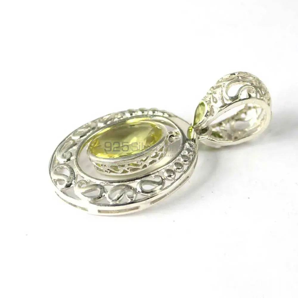 Lemon Quartz Gemstone Handmade Pendants In Solid Sterling Silver Jewelry 925SP242-1_1