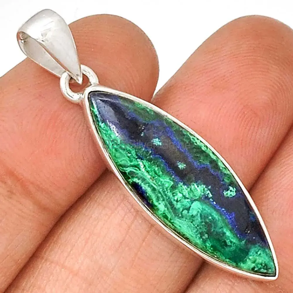 Best Price Malachite in Chrysocolla Gemstone Pendants Exporters In 925 Solid Silver Jewelry 925SP137_0