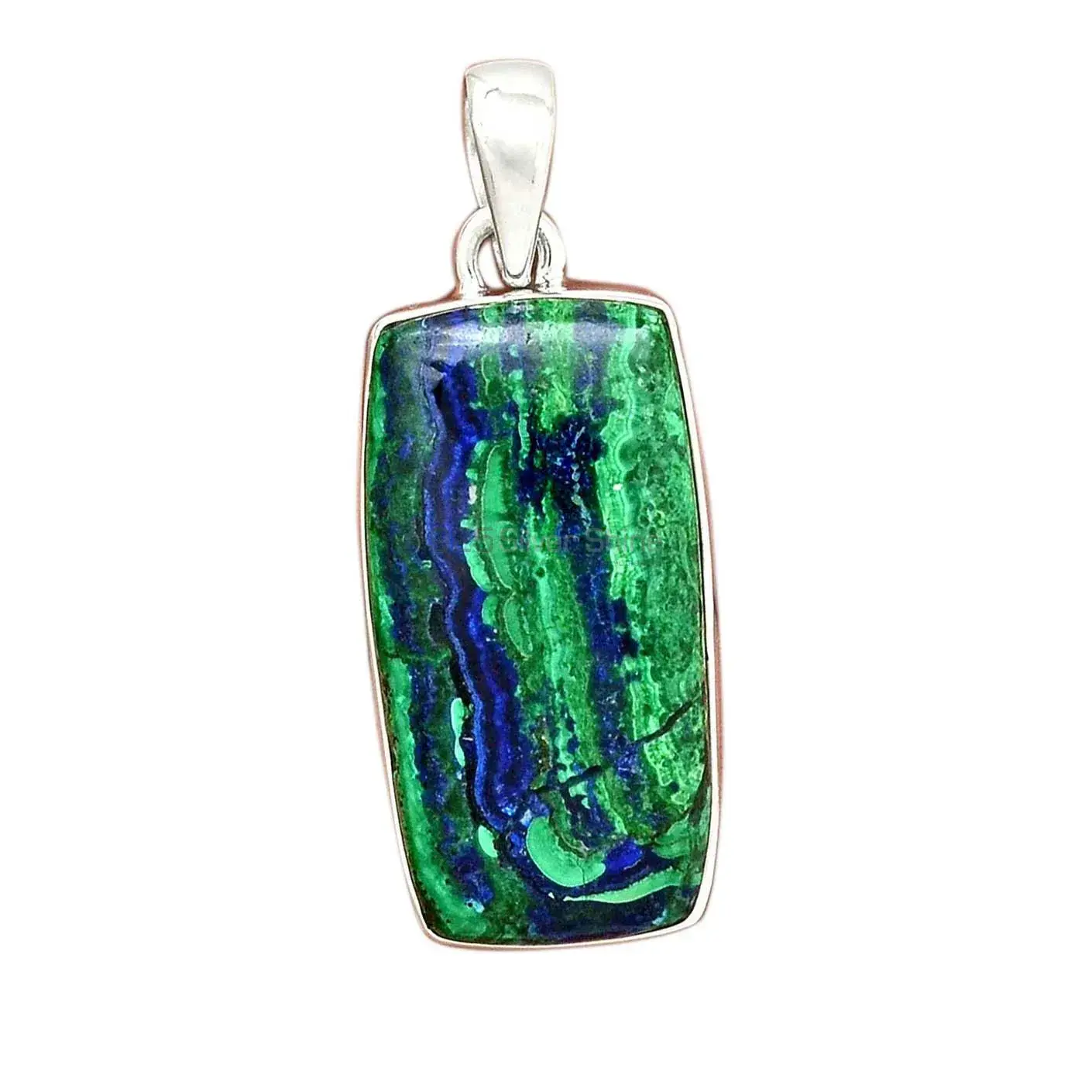 Best Price Malachite in Chrysocolla Gemstone Pendants Exporters In 925 Solid Silver Jewelry 925SP137_9