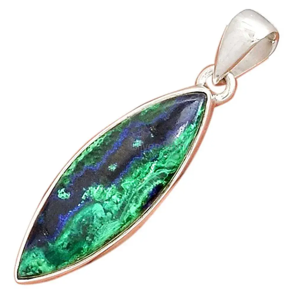 Best Price Malachite in Chrysocolla Gemstone Pendants Exporters In 925 Solid Silver Jewelry 925SP137_16