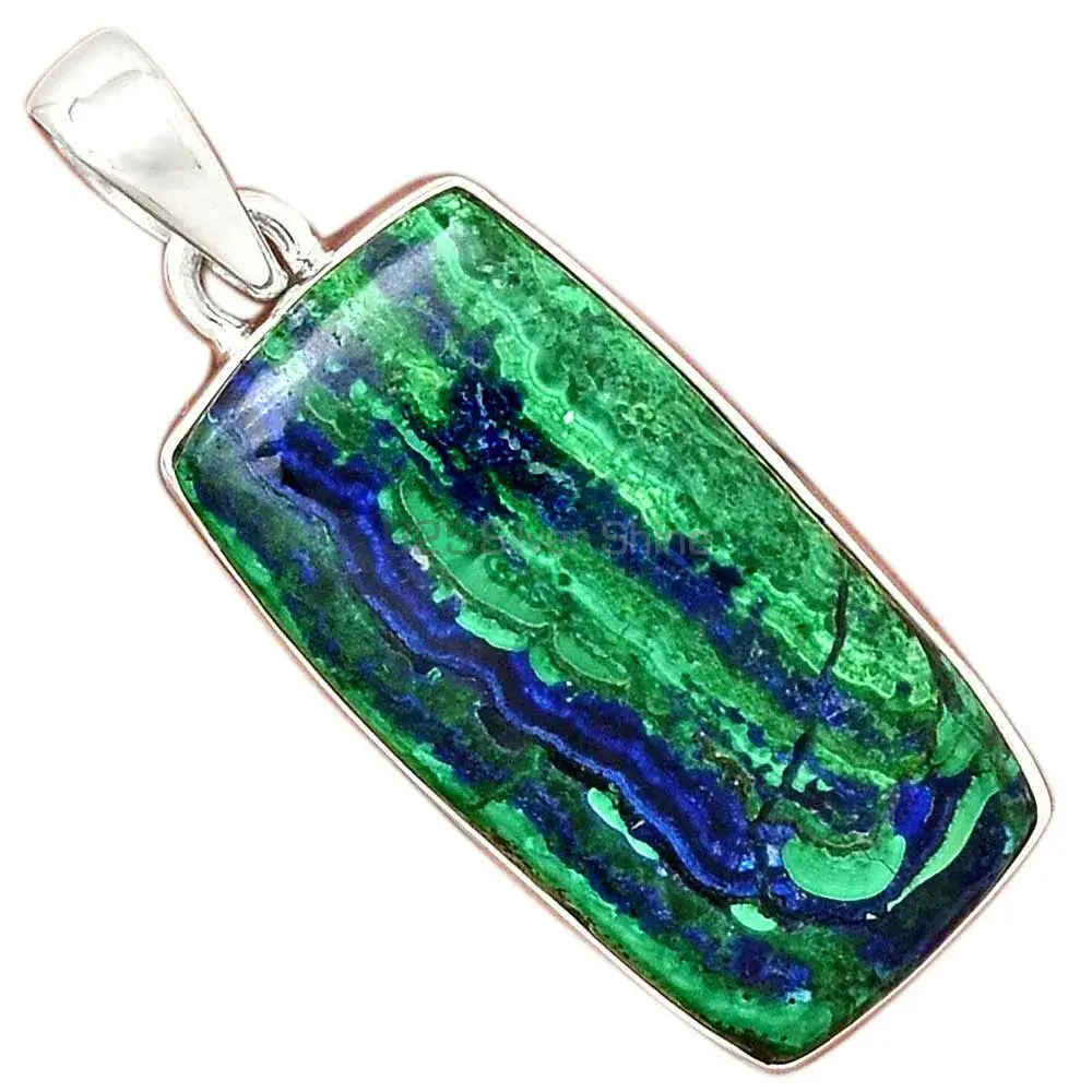 Best Price Malachite in Chrysocolla Gemstone Pendants Exporters In 925 Solid Silver Jewelry 925SP137_18