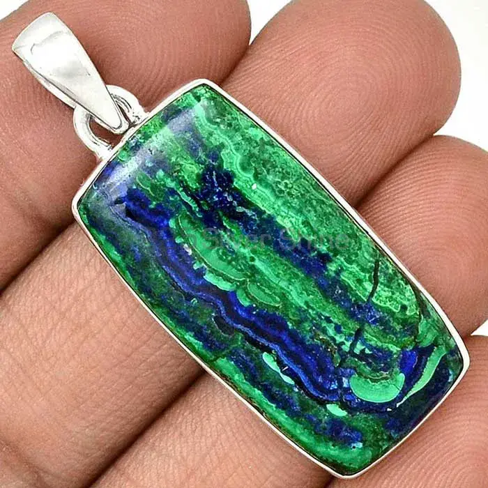 Best Price Malachite in Chrysocolla Gemstone Pendants Exporters In 925 Solid Silver Jewelry 925SP137_2