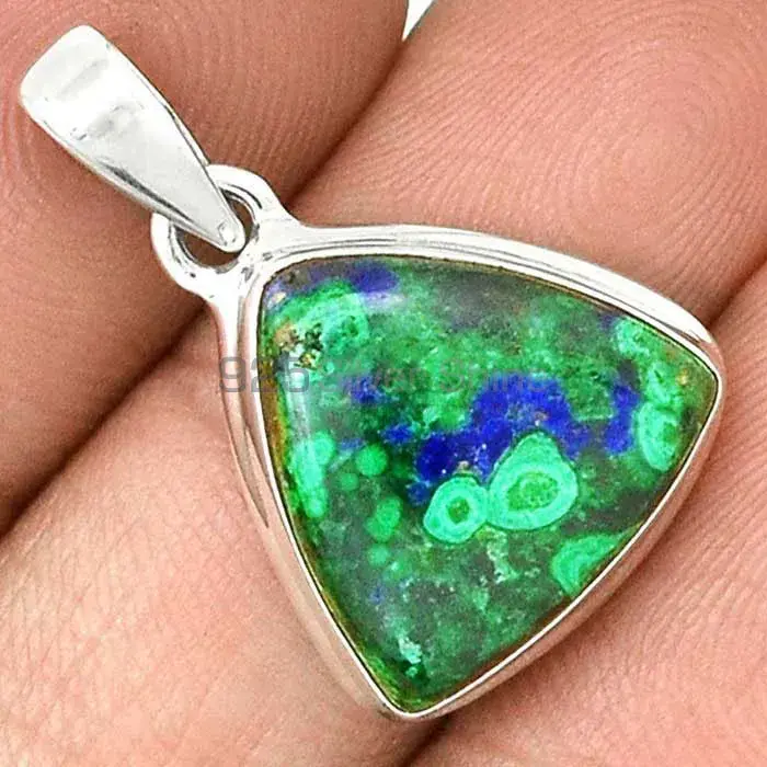 Best Price Malachite in Chrysocolla Gemstone Pendants Exporters In 925 Solid Silver Jewelry 925SP137_5