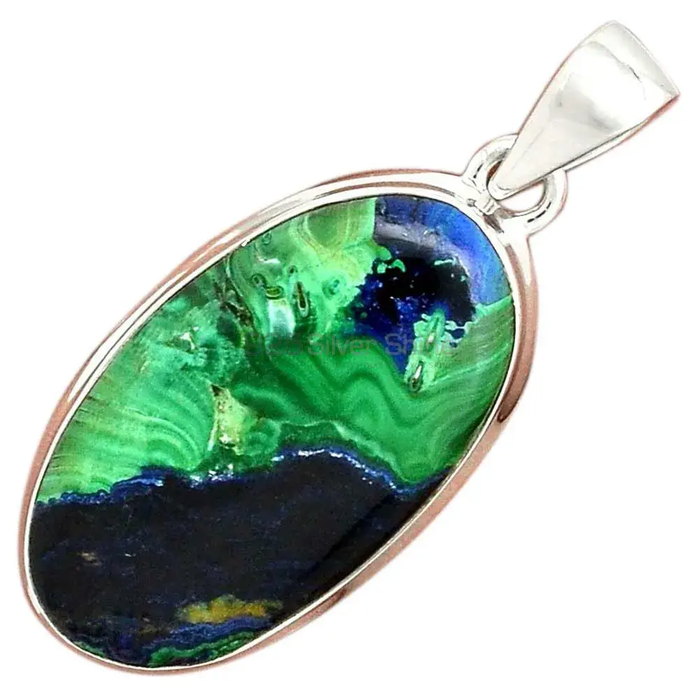 Best Price Malachite in Chrysocolla Gemstone Pendants Exporters In 925 Solid Silver Jewelry 925SP137_6