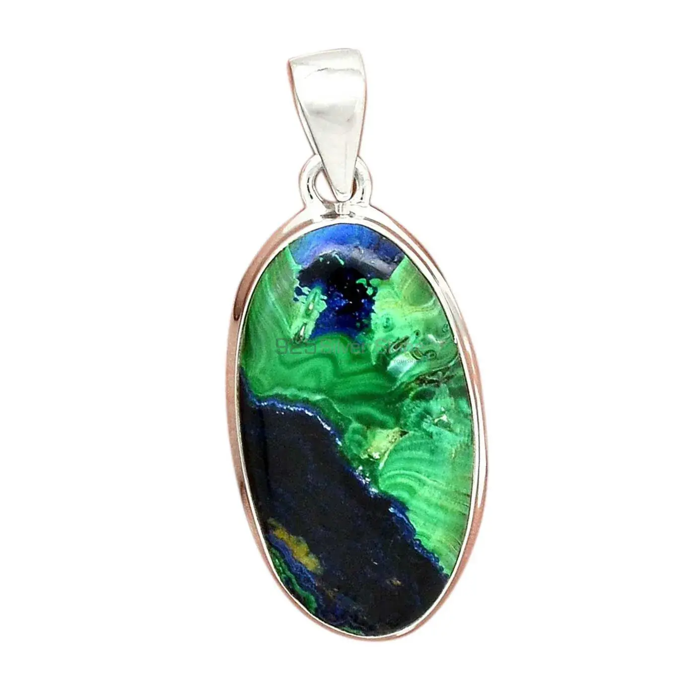 Best Price Malachite in Chrysocolla Gemstone Pendants Exporters In 925 Solid Silver Jewelry 925SP137_7