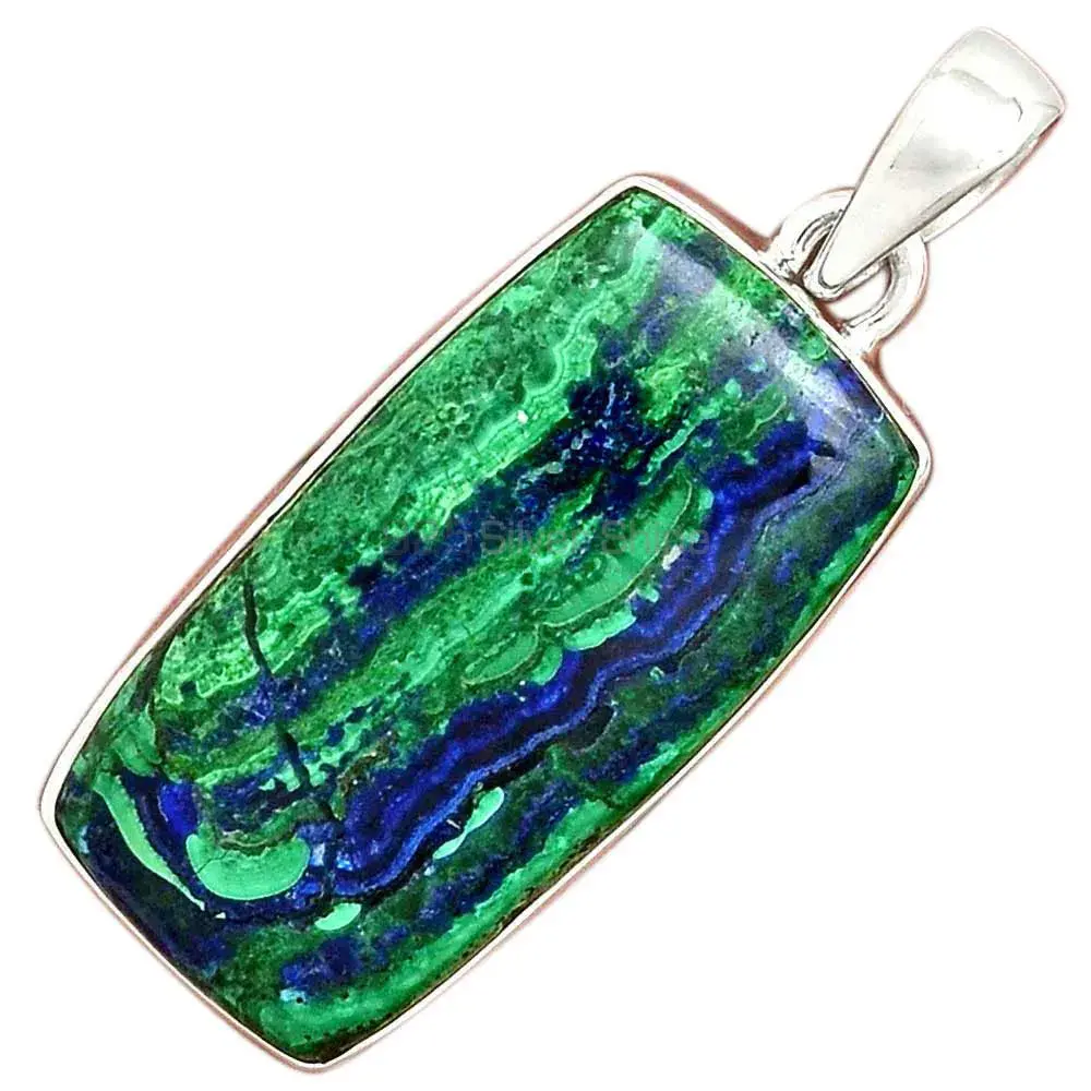 Best Price Malachite in Chrysocolla Gemstone Pendants Exporters In 925 Solid Silver Jewelry 925SP137_8