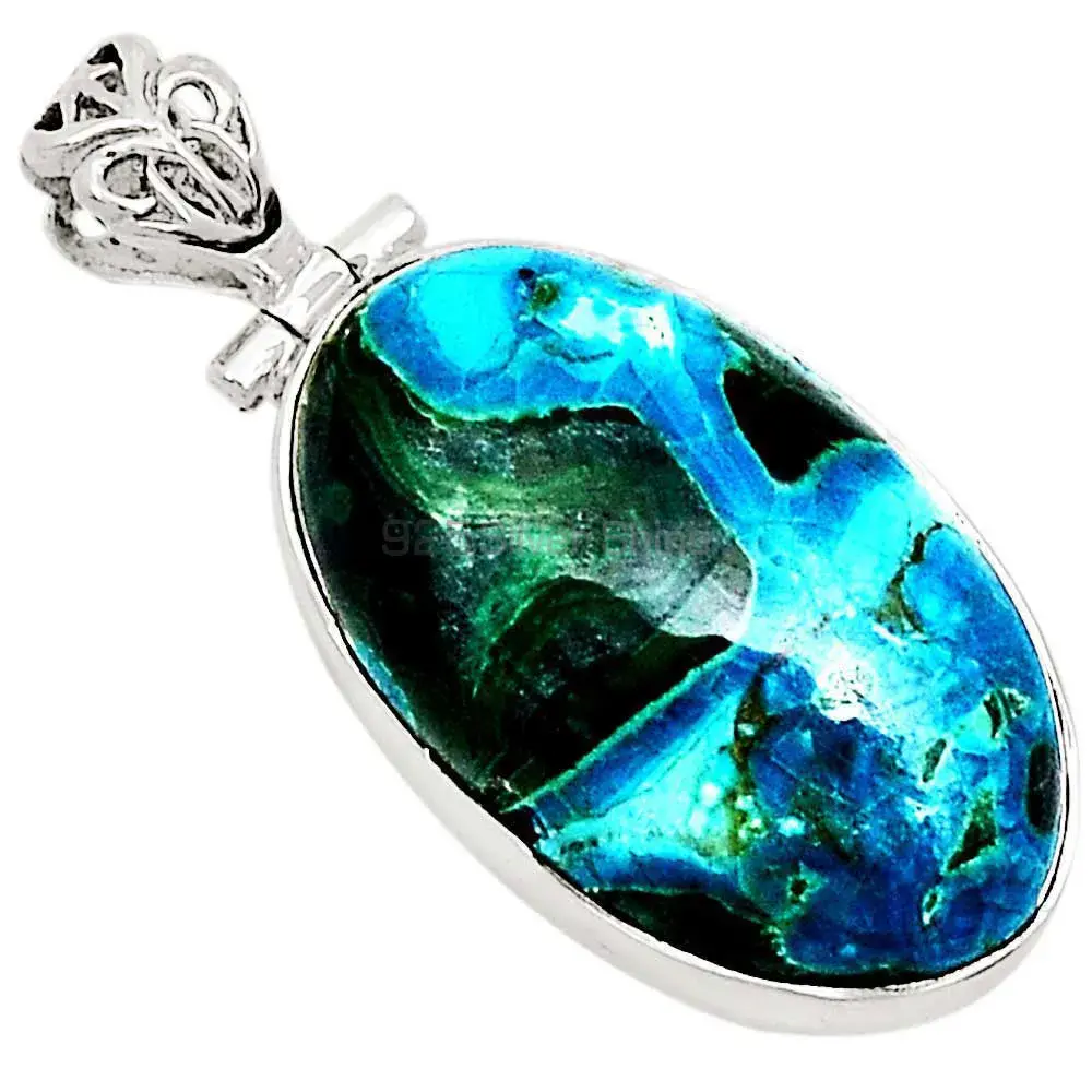 Best Price Malachite In Chrysocolla Gemstone Pendants Exporters In 925 Solid Silver Jewelry 925SP184