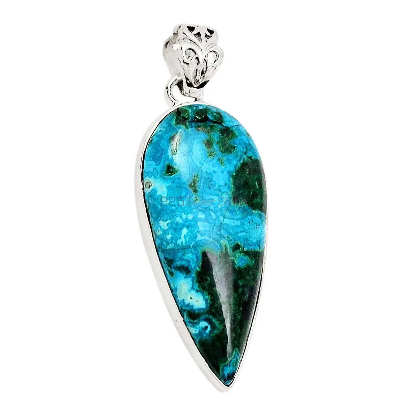 Malachite In Chrysocolla Gemstone Pendants In 925 Solid Silver Jewelry 925SP184_4