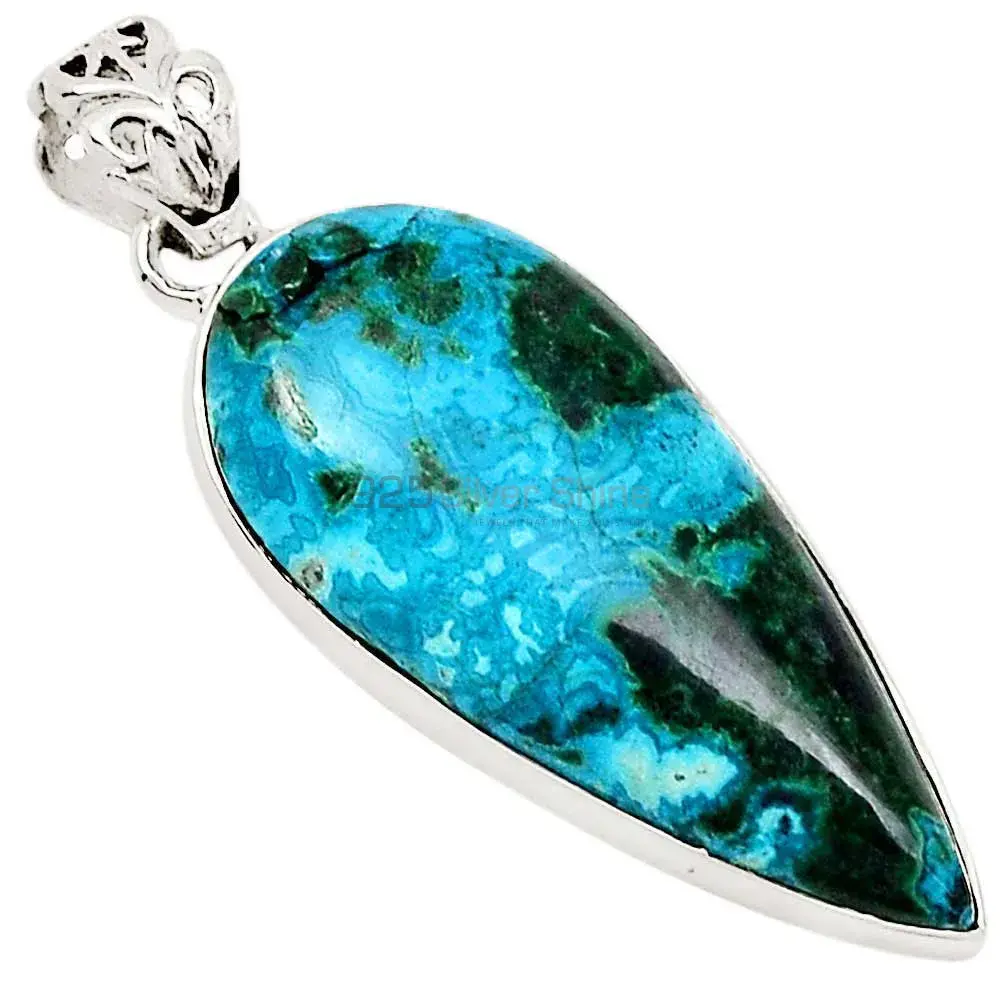 Best Price Malachite In Chrysocolla Gemstone Pendants Exporters In 925 Solid Silver Jewelry 925SP184_4