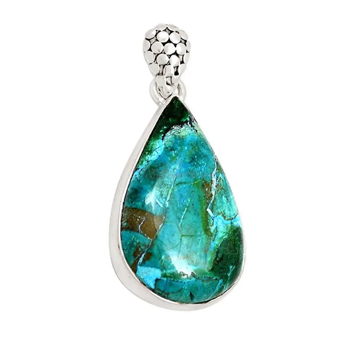 Best Price Malachite In Chrysocolla Gemstone Pendants Exporters In 925 Solid Silver Jewelry 925SP184_6