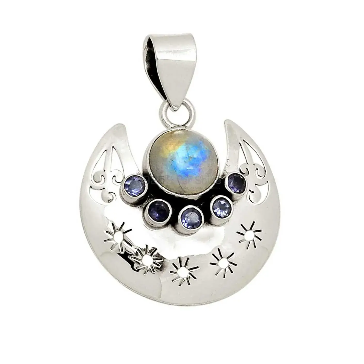 Best Price Multi Gemstone Handmade Pendants In Solid Sterling Silver Jewelry 925SP117-2_0
