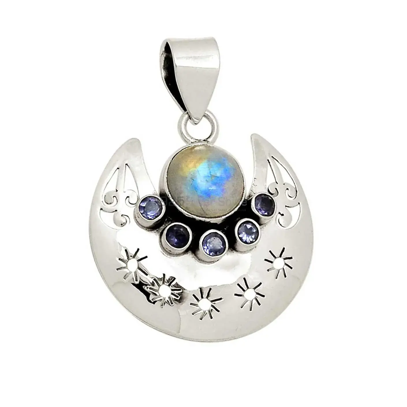 Multi Gemstone Handmade Pendants In Solid Sterling Silver Jewelry 925SP117-2_1