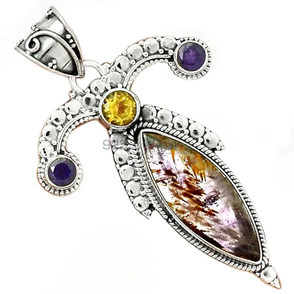 Multi Gemstone Handmade Pendants In Solid Sterling Silver Jewelry 925SP26-1_0