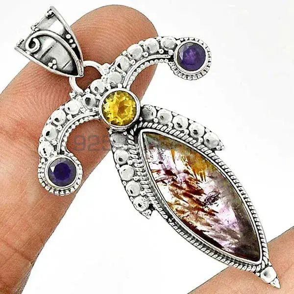 Multi Gemstone Handmade Pendants In Solid Sterling Silver Jewelry 925SP26-1_1