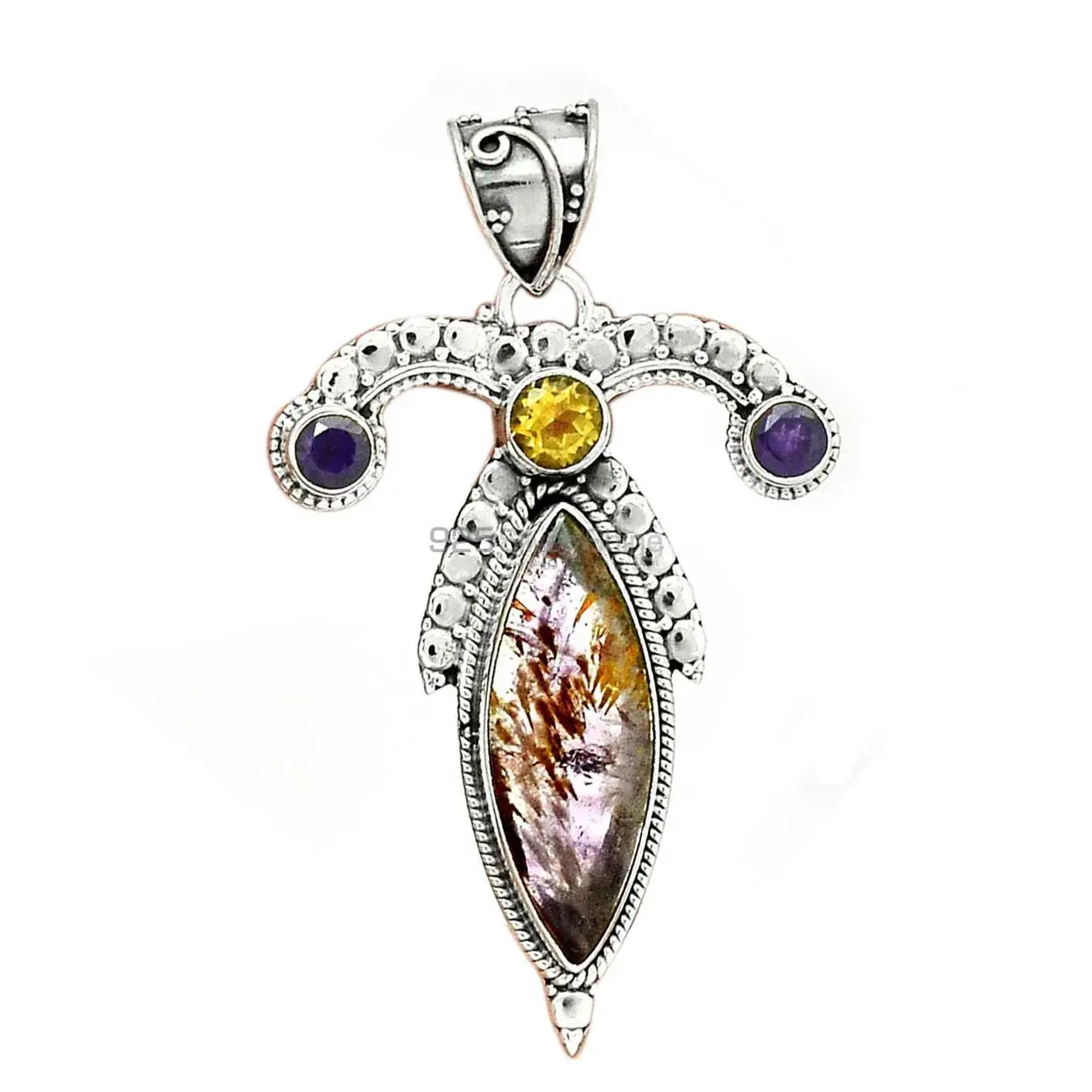 Multi Gemstone Handmade Pendants In Solid Sterling Silver Jewelry 925SP26-1_2