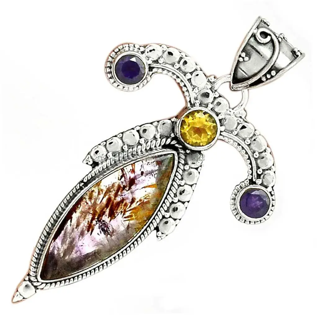 Best Price Multi Gemstone Handmade Pendants In Solid Sterling Silver Jewelry 925SP26-1_2