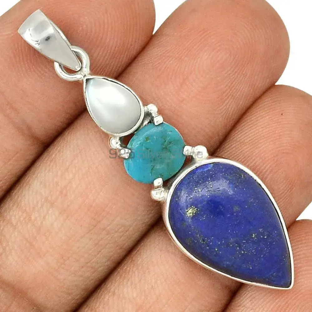Multi Gemstone Handmade Pendants In Solid Sterling Silver Jewelry 925SP69-1_1