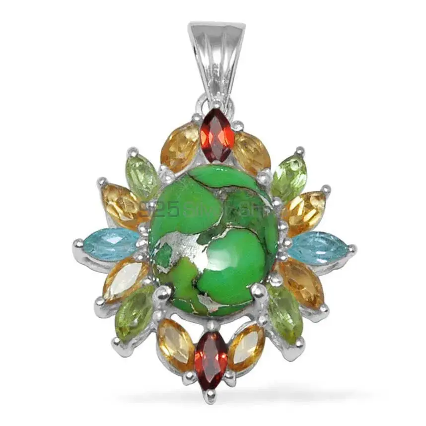 Multi Gemstone Pendants In 925 Solid Silver Jewelry 925SP1459_0