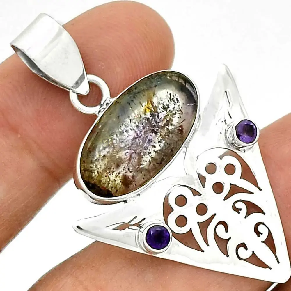Multi Gemstone Pendants In 925 Solid Silver Jewelry 925SP17-2_1