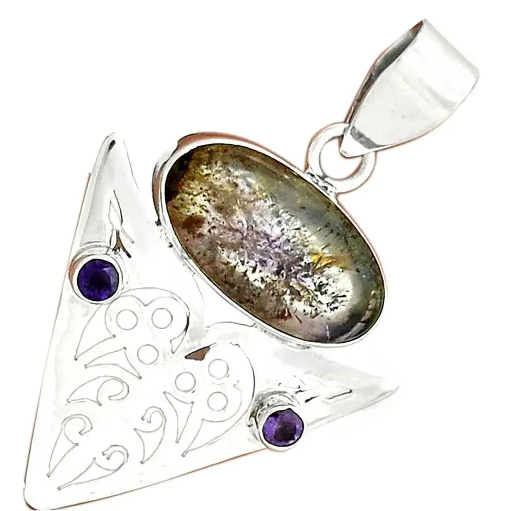Multi Gemstone Pendants In 925 Solid Silver Jewelry 925SP17-2_3