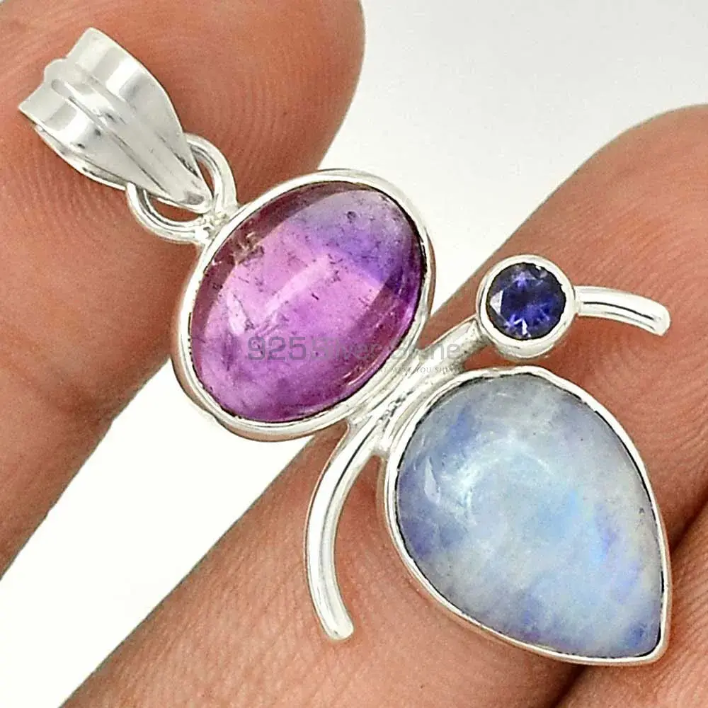 Multi Gemstone Pendants In 925 Solid Silver Jewelry 925SP57-2_1