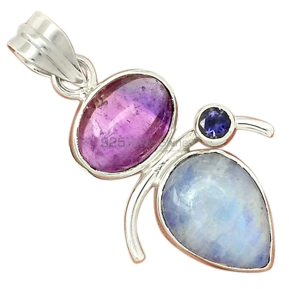 Multi Gemstone Pendants In 925 Solid Silver Jewelry 925SP57-2_2