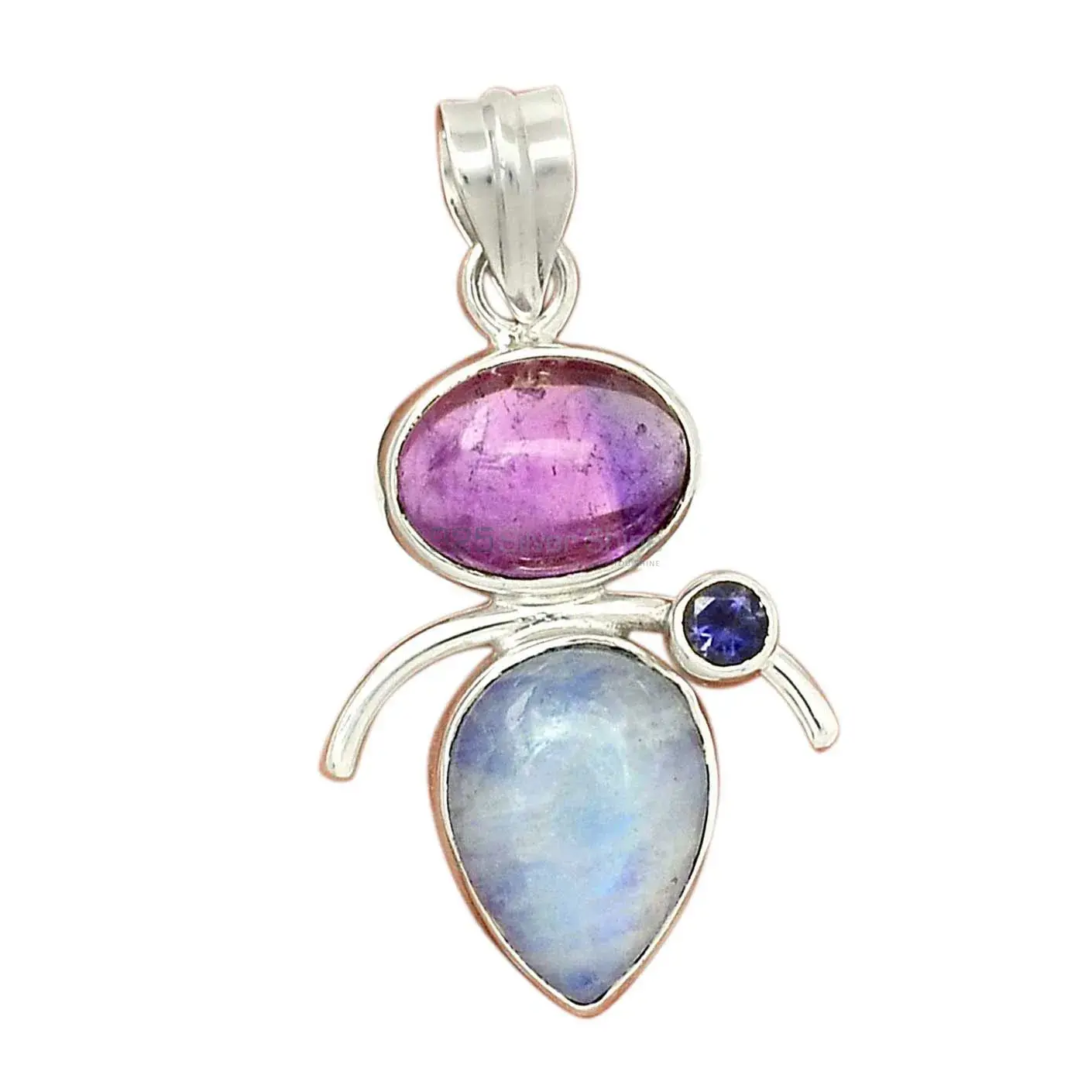 Multi Gemstone Pendants In 925 Solid Silver Jewelry 925SP57-2_3