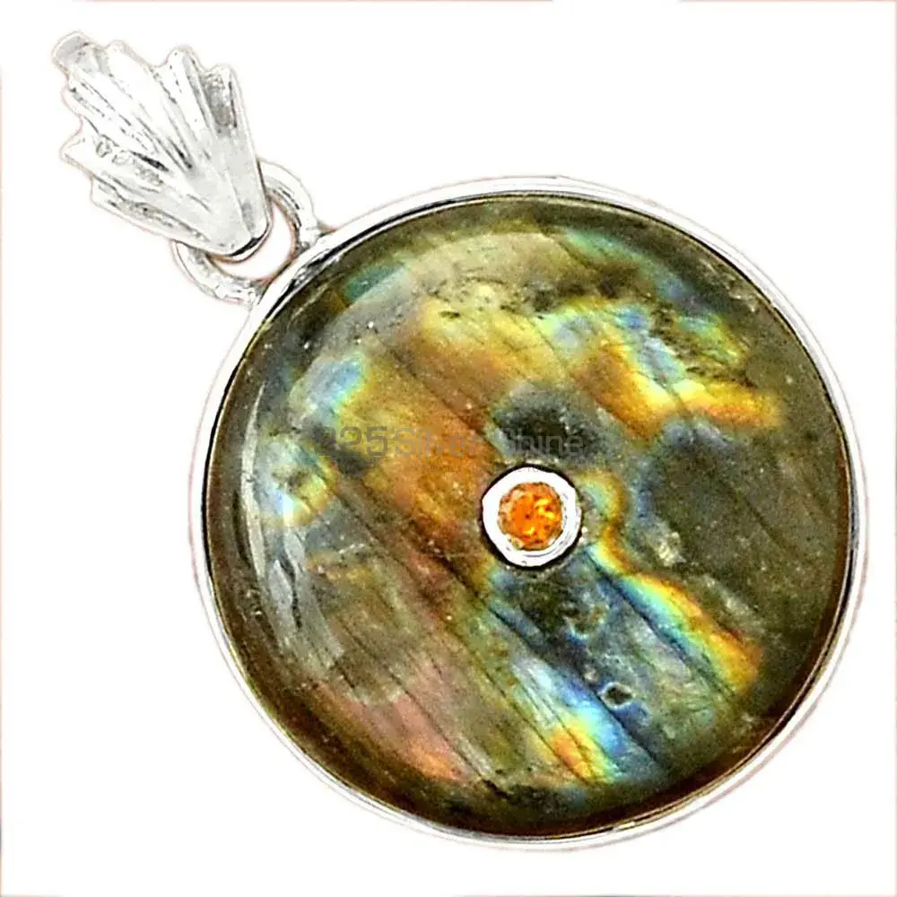 Multi Gemstone Pendants In 925 Solid Silver Jewelry 925SP70-11